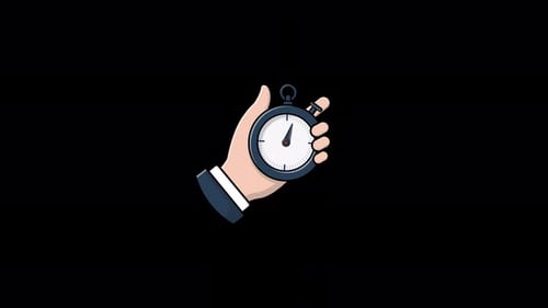 Animated Hand Holding Stopwatch. Timer Concept Video - Transparent