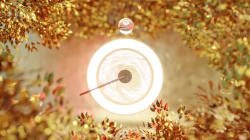 3D Rendering of Glowing Dynamic Lever Hitting Ball Near Branches