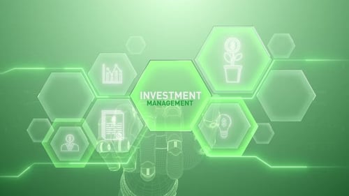 Investment Management Hand touching,Digital transformation,Science and artificial intelligence
