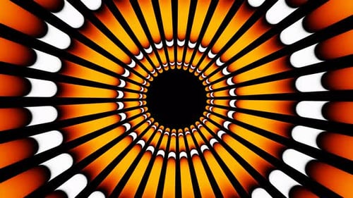 Orange and White Lines Abstract Circle Tunnel Led Neon Seamless Animation