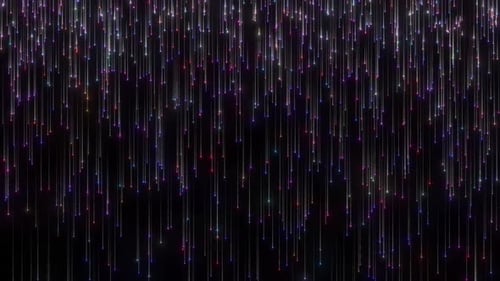 Abstract Particle Falling On Dark Black Background. Particle Rain Falling. White Particle Falling