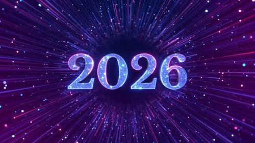 Happy new year 2026. numbers golden Christmas decoration confetti background. Holiday greeting