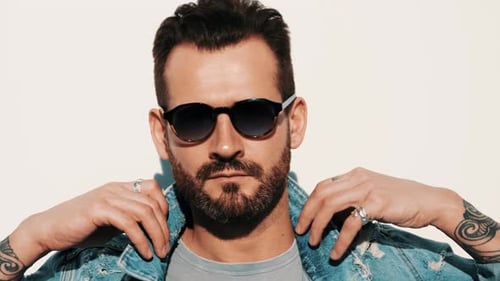 Handsome man posing in studio