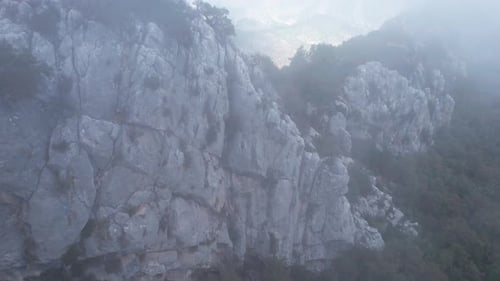 Epic cinematic cloudy mountain aerial drone, Thermessos, Antalya, Turkey