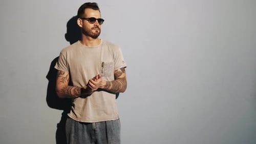 Handsome man posing in studio