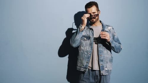 Handsome man posing in studio
