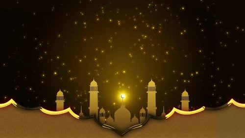 Islamic Eid Festival Glowing Lamps Lantern Greeting Celebration Abstract
