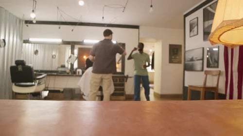 African American Man Visiting Barbershop