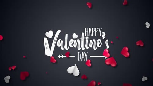 Happy Valentine's Day typography handwritten calligraphy text with heart on background.