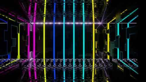 VJ Loop A Room Flickering with Neon Lights