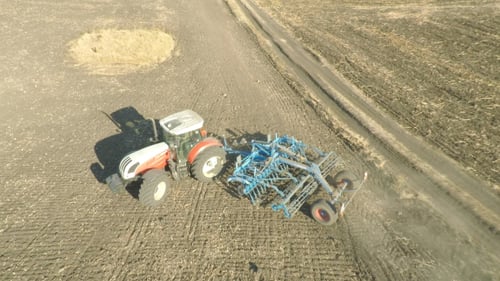 Tractor Plowing - Aerial
