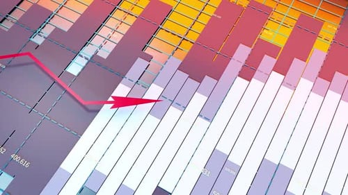 Growing arrow of economical data, financial statistic