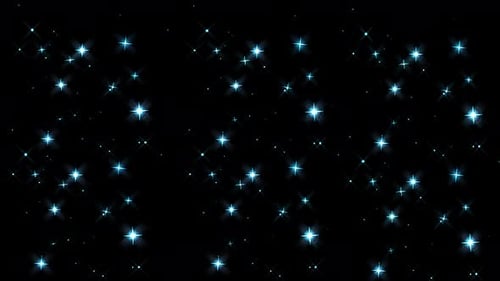 shining bright star set wave motion, color blue, on black background