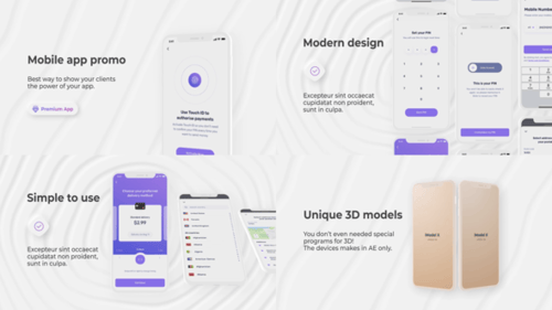 Mobile App Promo Pack – 3D Phone Mockups, UI Screens, App Presentation and Logo Reveal