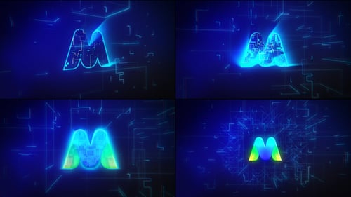 Digital Technology Rays / Blockchain Crypto Logo