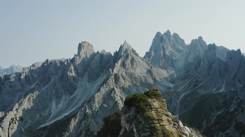 Man Hiking in Dolomites