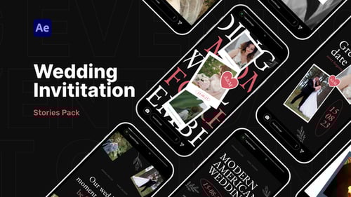 Wedding Invitation Stories Pack Video Display After Effect Template