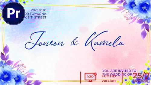 4 in 1 Floral Wedding Invitation Blue MOGRT