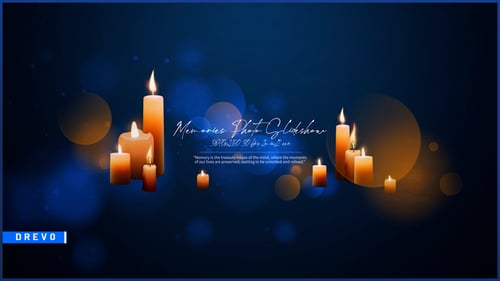 Memories Photo Slideshow/ Candles/ Rest and Peace/ Farewell Video/ Fire/ Particles/ Lens Flare Light