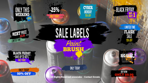Sale Labels Paint Brush