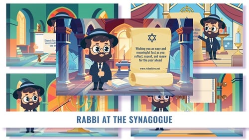 5 Concepts Flat Character Rabbi in a Synagogue