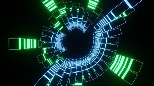 Abstract Background Of Flying Neon Cubes 02