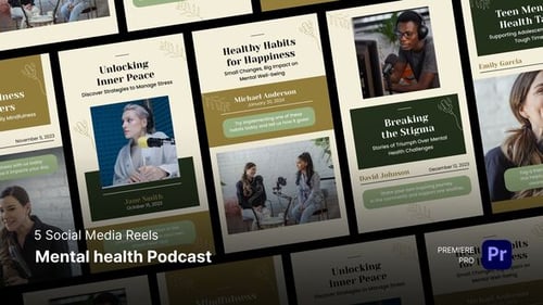 Social Media Reels - Mental Health Podcast Premiere Pro Templates