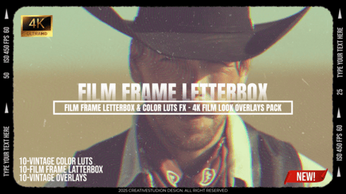 Film Frame Letterbox & Color LUTs FX – 4K Film Look Overlays Pack