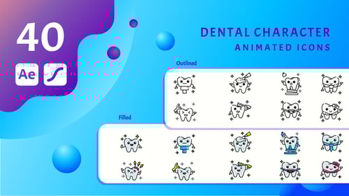 collection of dental icon characters