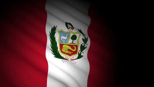 Peru Flag Blowing in Wind