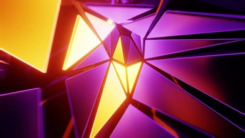 Flying through a tunnel with glowing panels. Loop animation 003