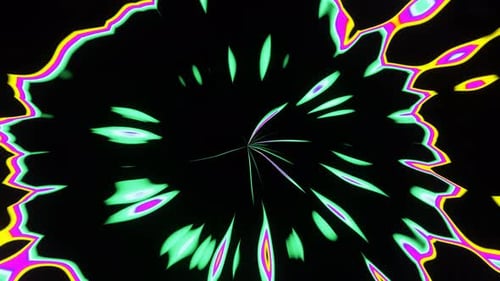 Pulsation of the Petals of an Abstract Neon Multicolored Flower