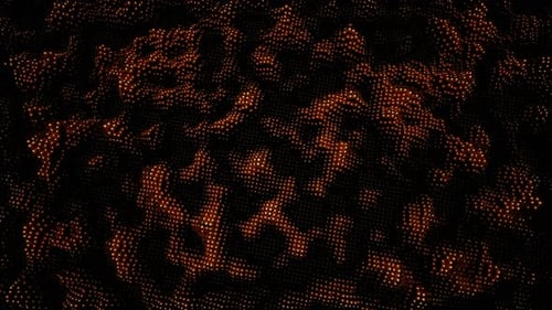 Orange and black moving and transforming cubic surface