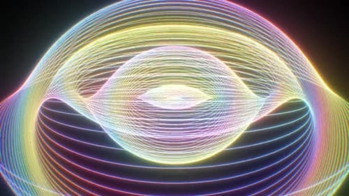 Rainbow Spectrum Mathematical Curved Wavy Neon Lines Glow in Space - 1080p