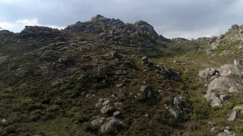 Flying Above Mountain Valley with Clouds