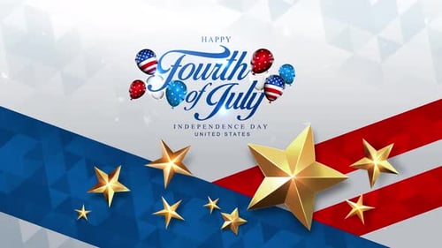 Fourth of July Independence Day United States of America State with Flag 4K