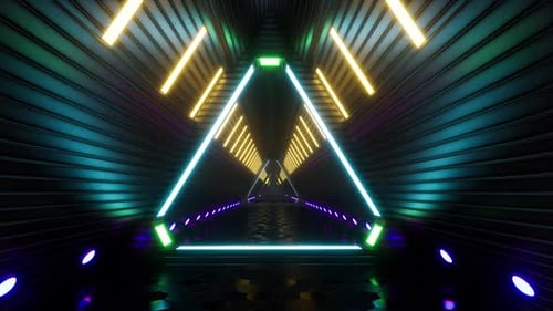 3d Techno Neon Light Tunnel Corridor Led Blink Vj Futuristic