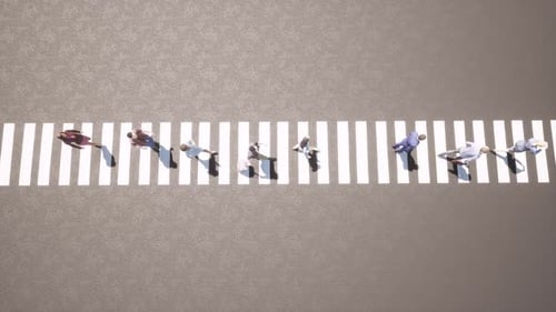 Hipster People Pedestrian Crossing for Lifestyle Design Top View.