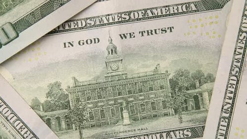 Closeup on the Bills for a US Hundred Dollar Banknote Fragment of Dollar Bill