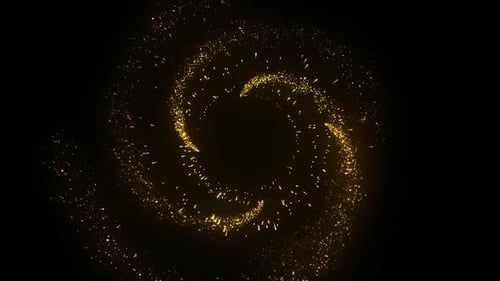 Transition tourbillonnante de particules dorées