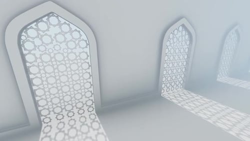 White Corridor Wall With Islamic Decorations In Middle Eastern Style 2