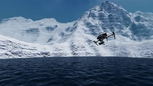 Drone Flying in Icebergs