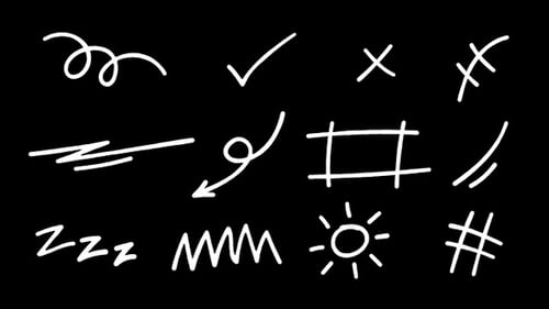 Freehand Sketch Elements Bundle auf transparentem Hintergrund