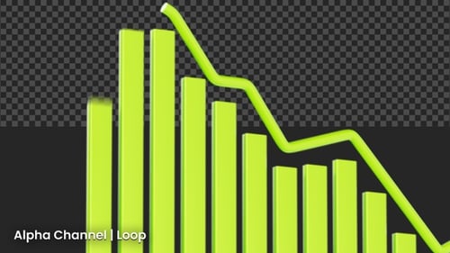 3D Stock Market Going Up Animation | Alpha Channel