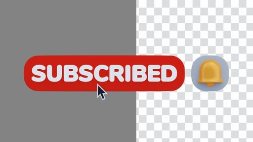 3D Animation of Pressing Flipped Subscribe Button and Notification Bell | Alpha Channel