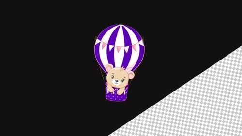 Cute panda in balloon | Alpha Channel