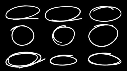 Círculos Doodle de estilo marcador sobre fondo transparente