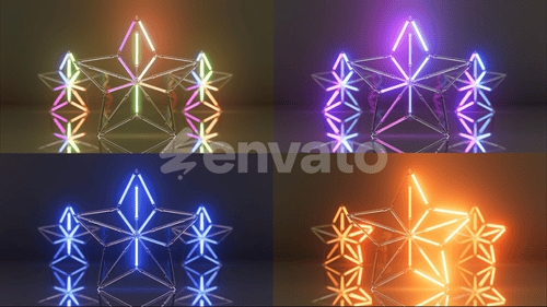 Flickering Star With Neon Lights 4 Pack
