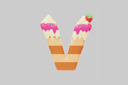 Preview: Letter v dessert typography asset