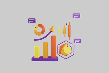 Preview: Bar graph with geometric shapes and upward arrows